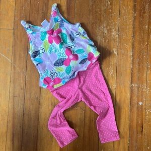 Flowered tank top with pink polka dot pants. 18-24 months